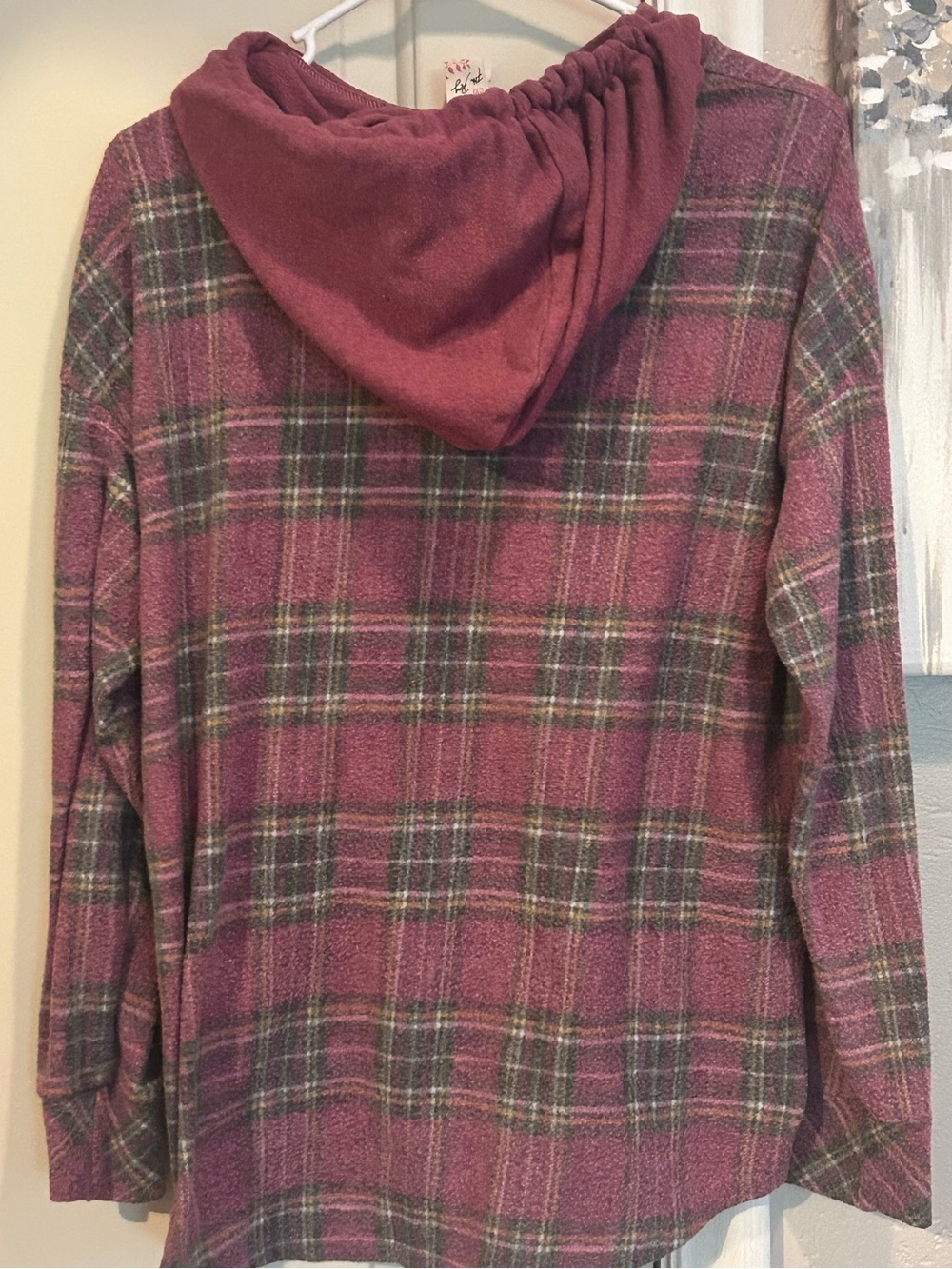 7th Ray Mauve Plaid Hooded Shacket Jacket - Picture 12 of 15